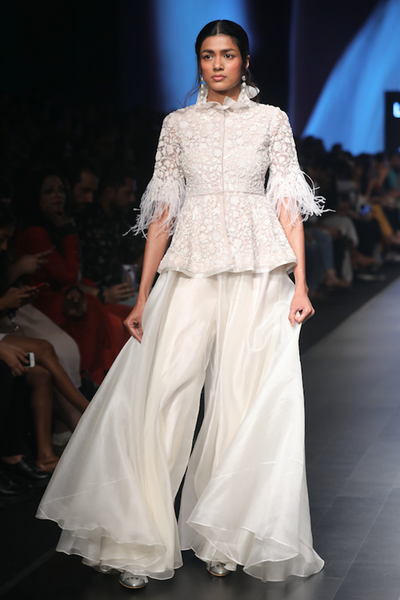 Embellished Jacket with Organza Sharara Trousers