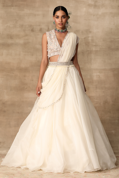 RM-Ivory heavy pearl embroidered organza