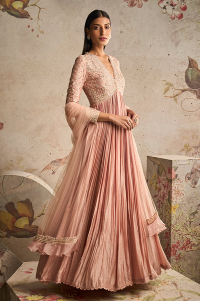 Ridhi-Mehra-Dusky Pink Fine Silk Embroidered Long Anarkali