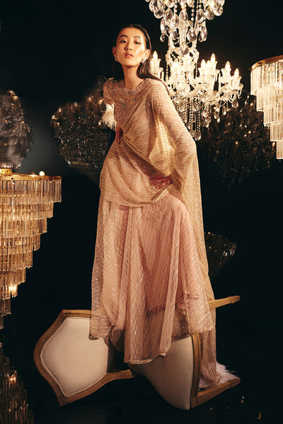 RIDHI-MEHRA-Beige pink net heavy embroidered saree