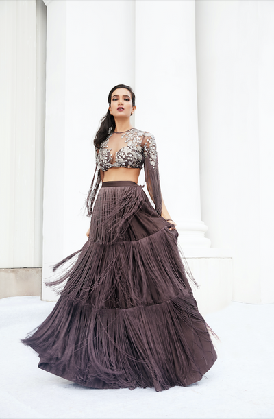 Champagne Lehnga Set