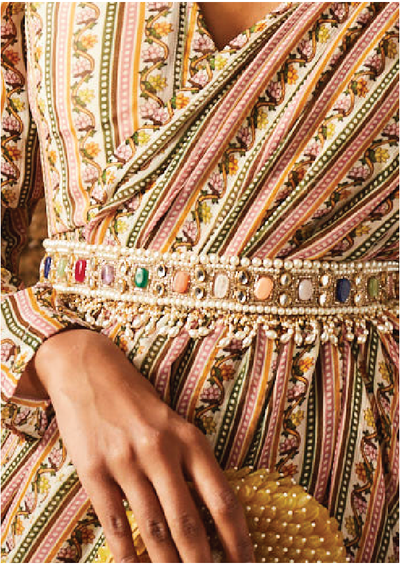 Ridhi-Mehra-Jewelled navratan belt with pearl tassels